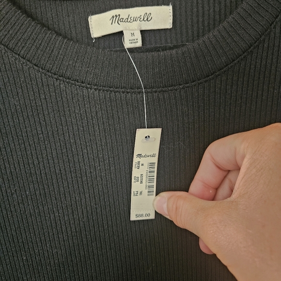 Madewell Ribbed Short Sleeve Midi Length Dress Size Medium - Picture 2 of 5